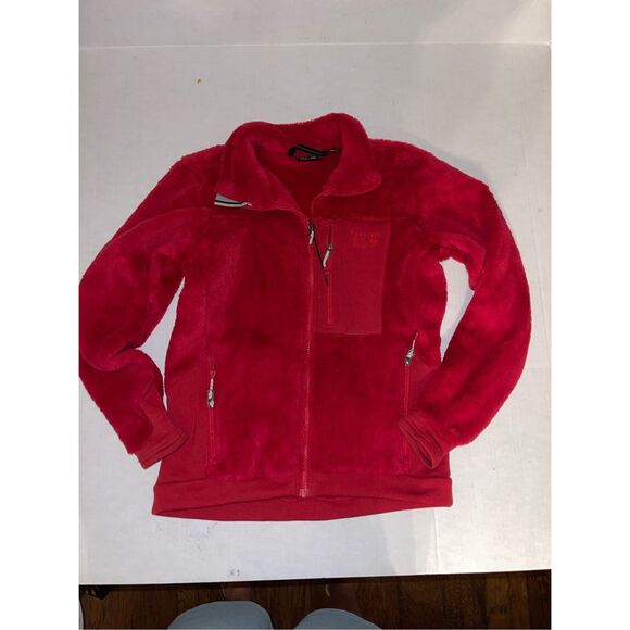 Mountain Hardwear Women Jacket Size Small S Red Fleece Long Sleeve Full Zip Logo - Picture 1 of 7